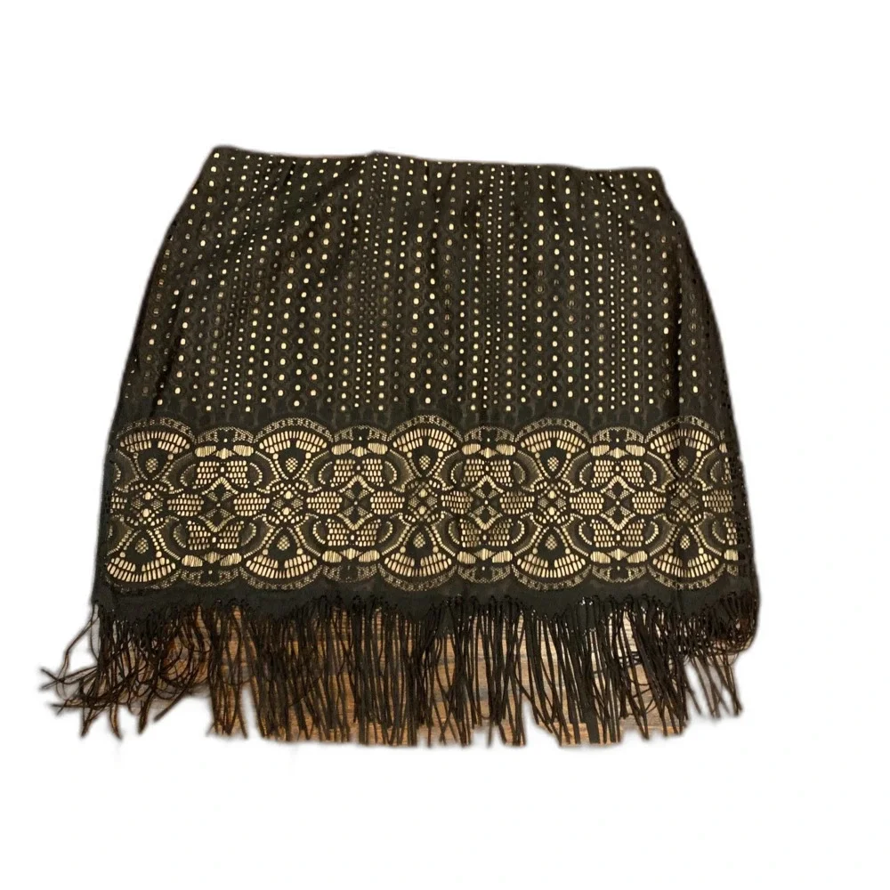 Chelsea and Violet women's fringe skirt black mini skirt size medium BNWT - Picture 2 of 3